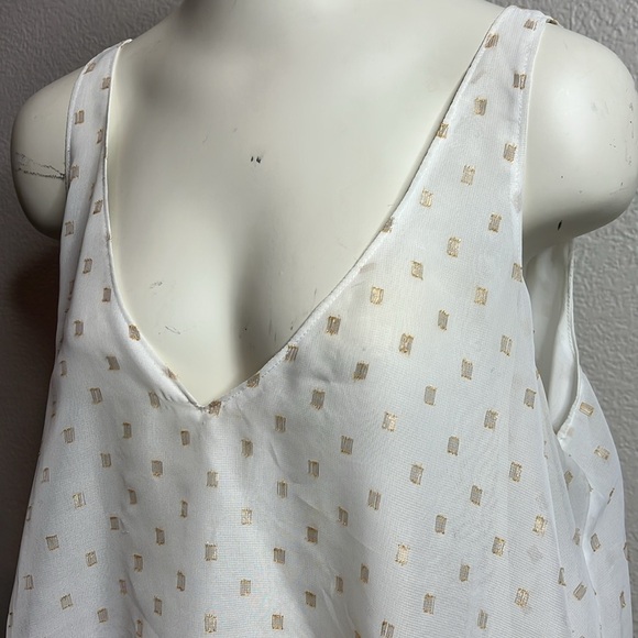 : Lane Bryant White & Gold Sheer Layered Tank Top - Size 14 - Picture 1 of 7